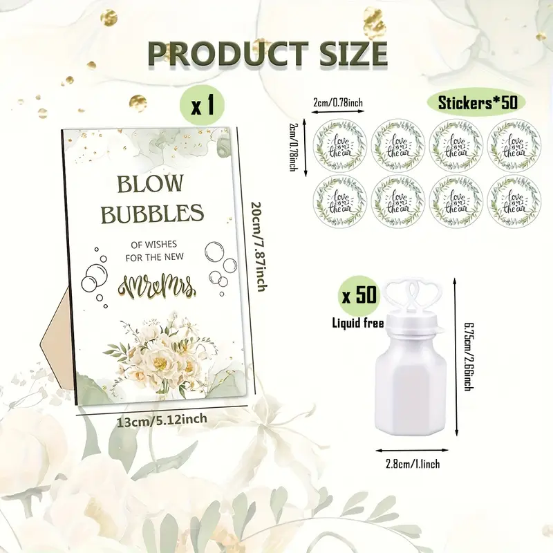 Thuvin Rustic Mini Bubble Favor Set – 50 Liquid-Free Bottles