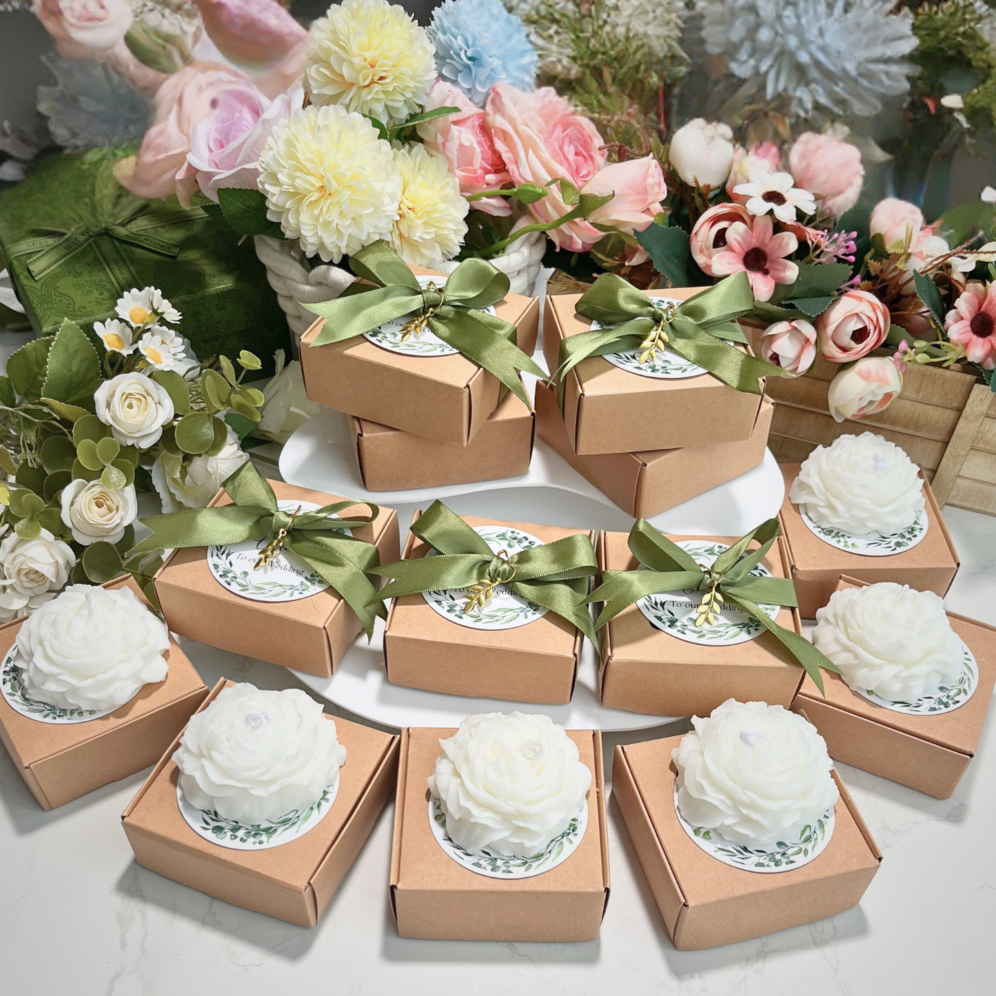 Thuvin Floral Scented Candles Wedding Favors – 10 Pack