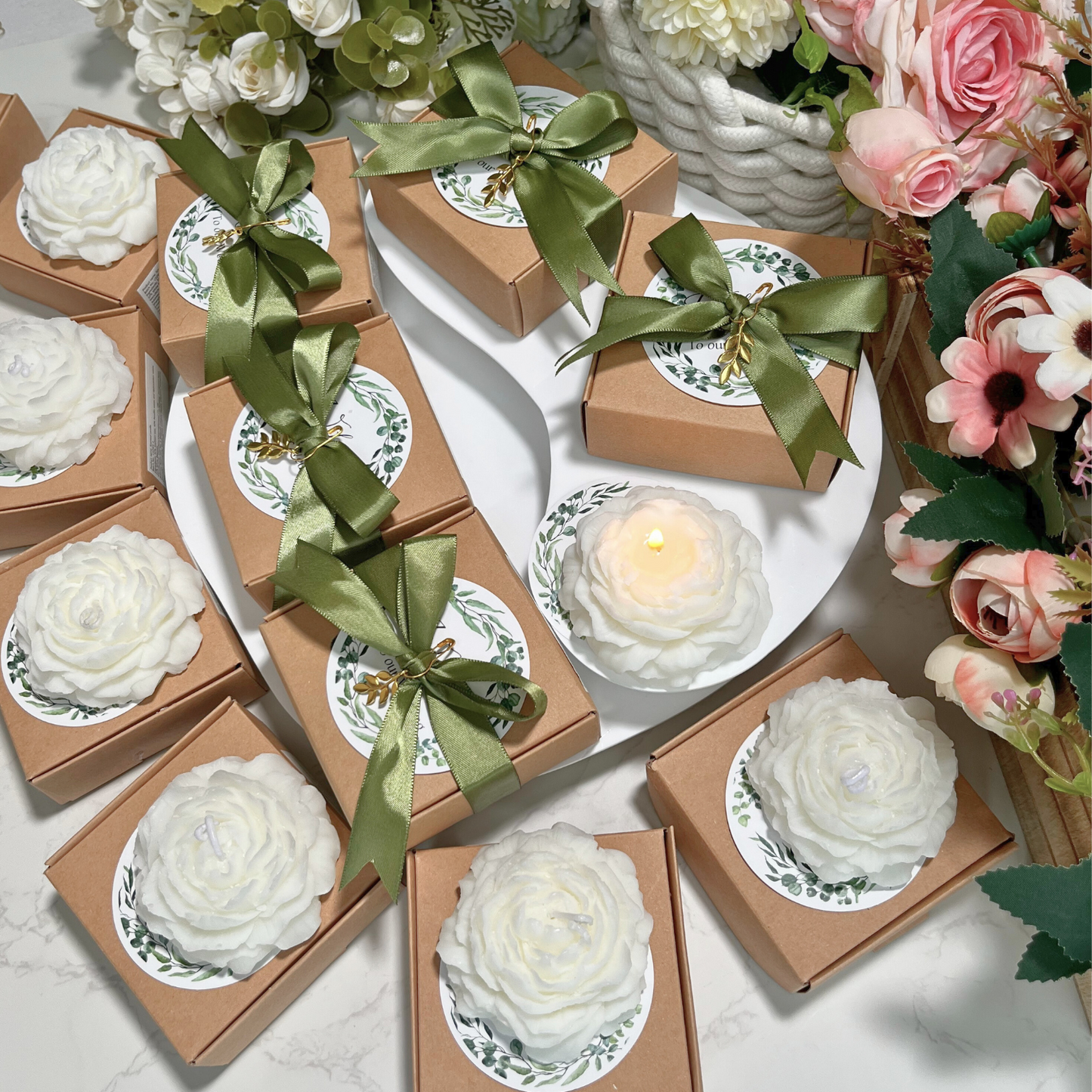 Thuvin Floral Scented Candles Wedding Favors – 10 Pack