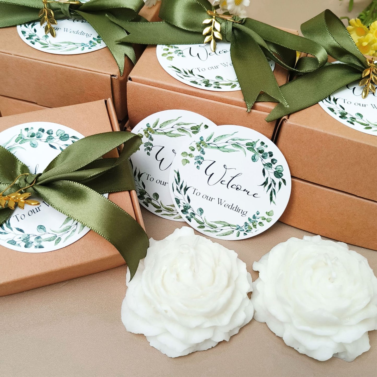 Thuvin Floral Scented Candles Wedding Favors – 10 Pack