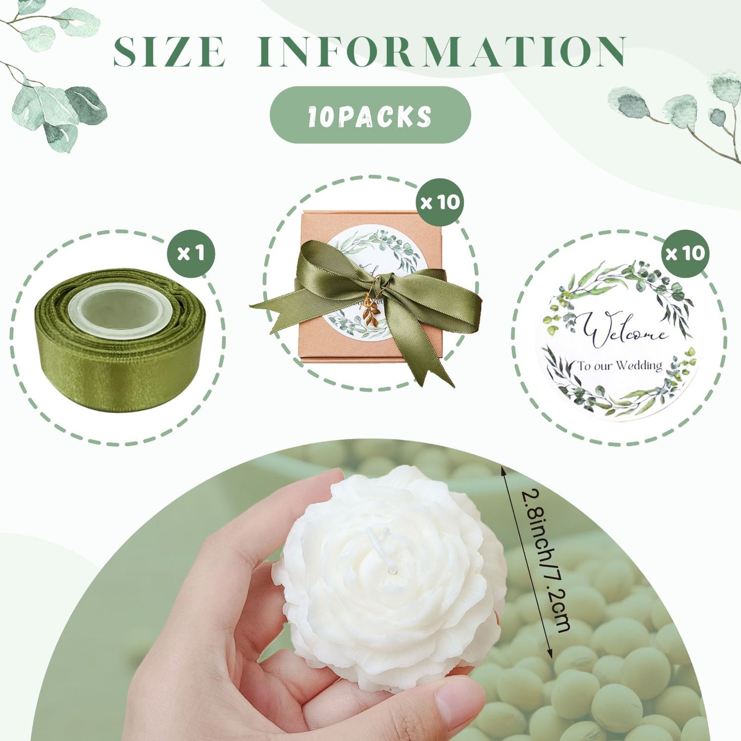 Thuvin Floral Scented Candles Wedding Favors – 10 Pack
