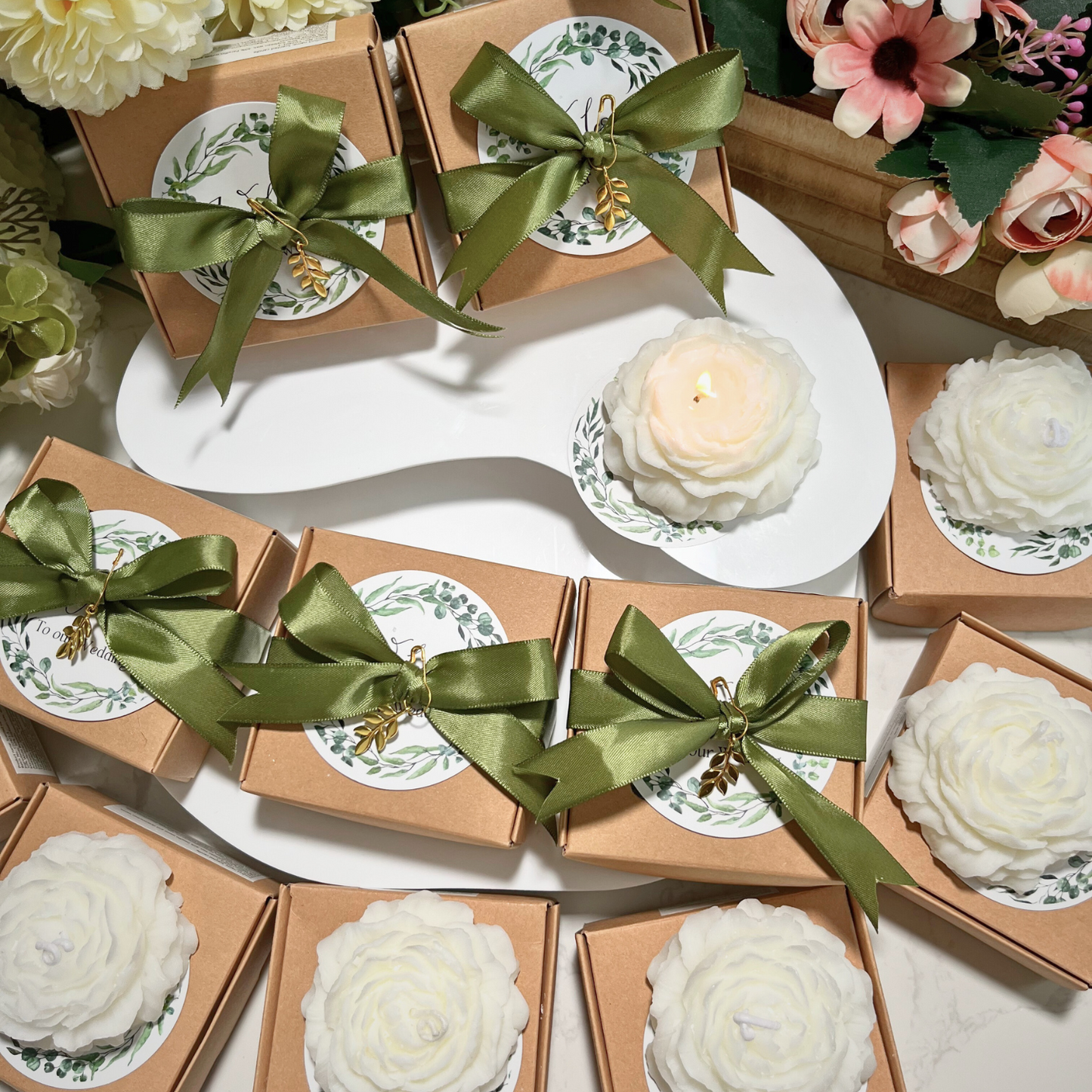 Thuvin Floral Scented Candles Wedding Favors – 10 Pack