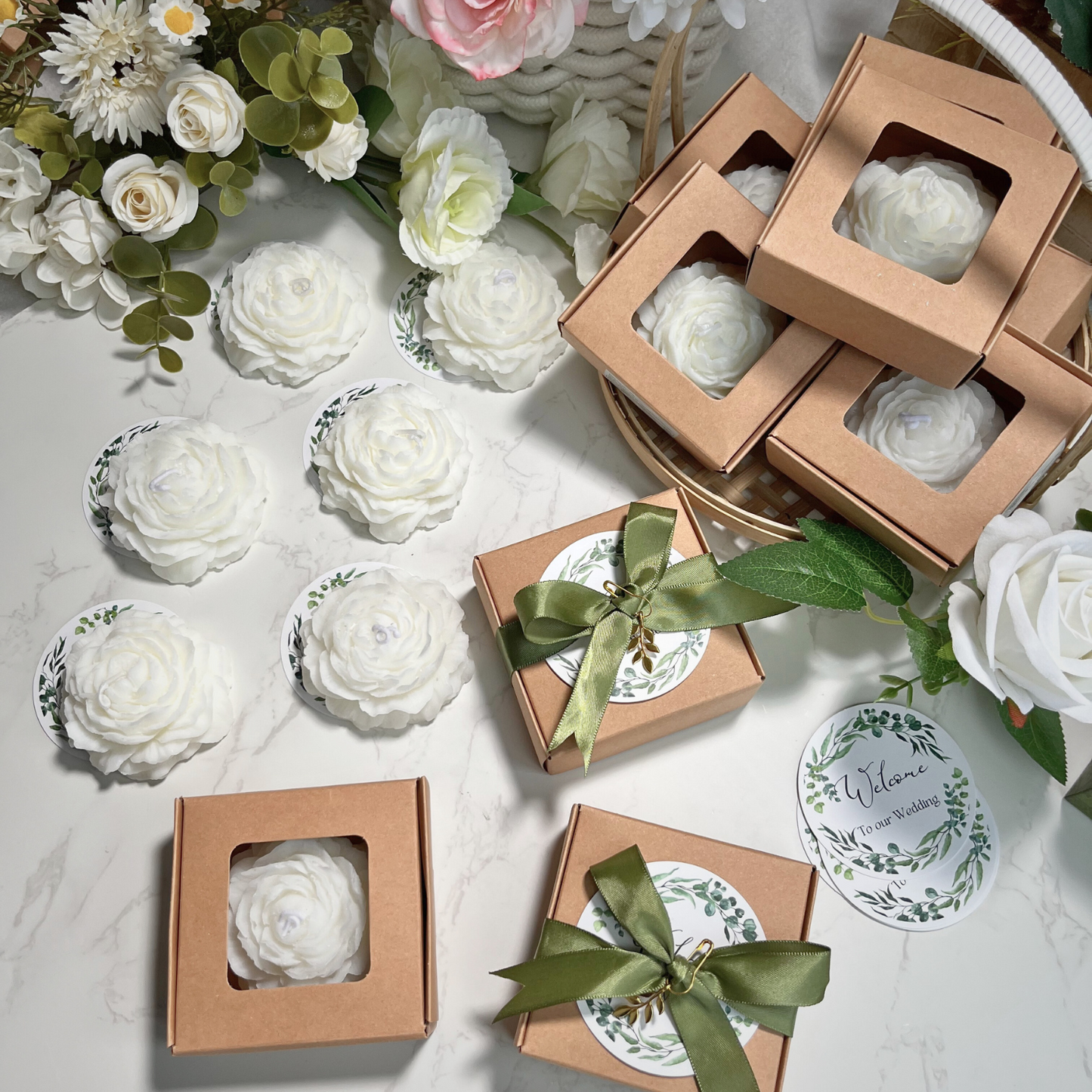 Thuvin Floral Scented Candles Wedding Favors – 10 Pack