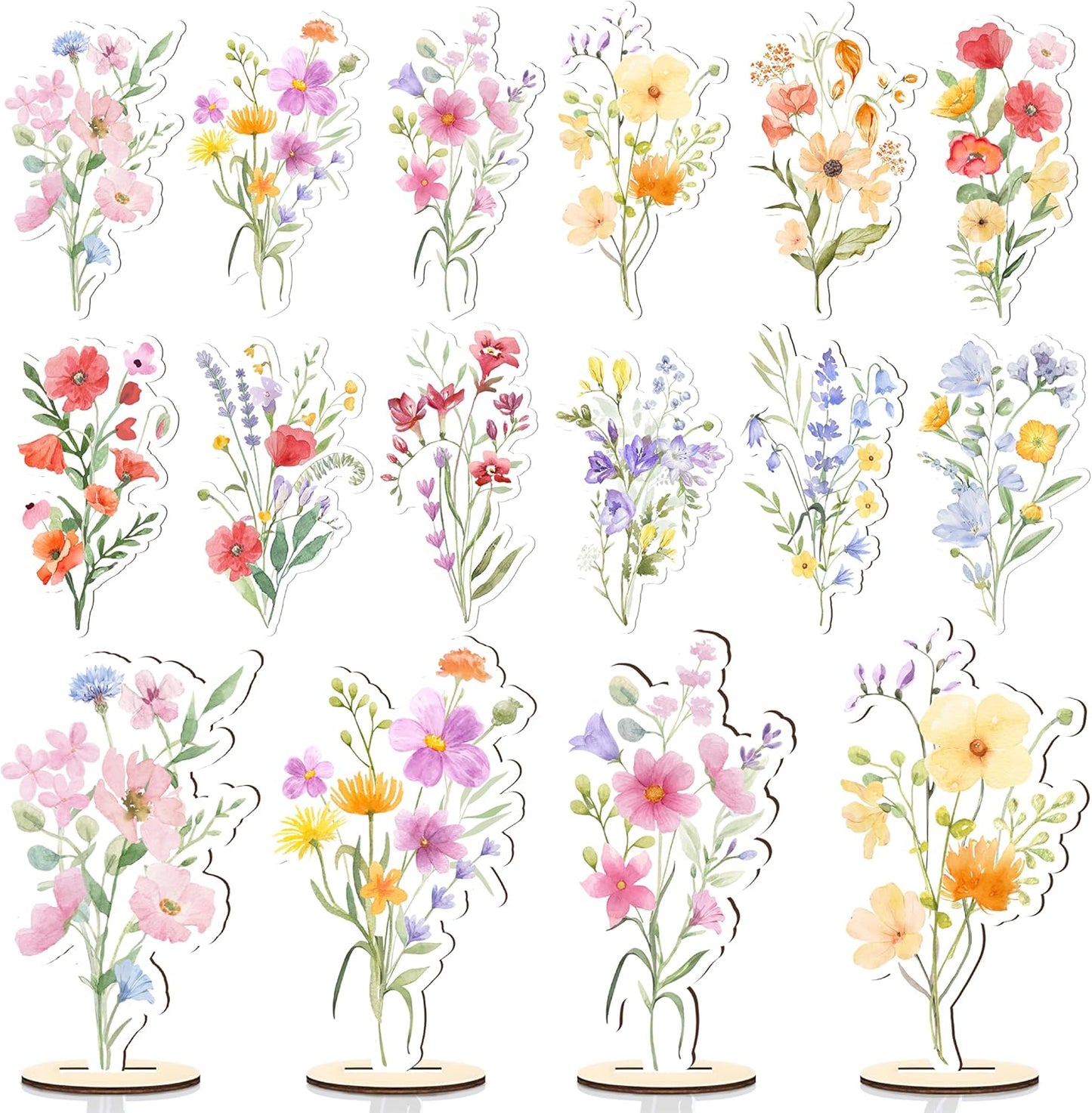 Thuvin Wooden Wildflower Party Centerpieces, 12 pc