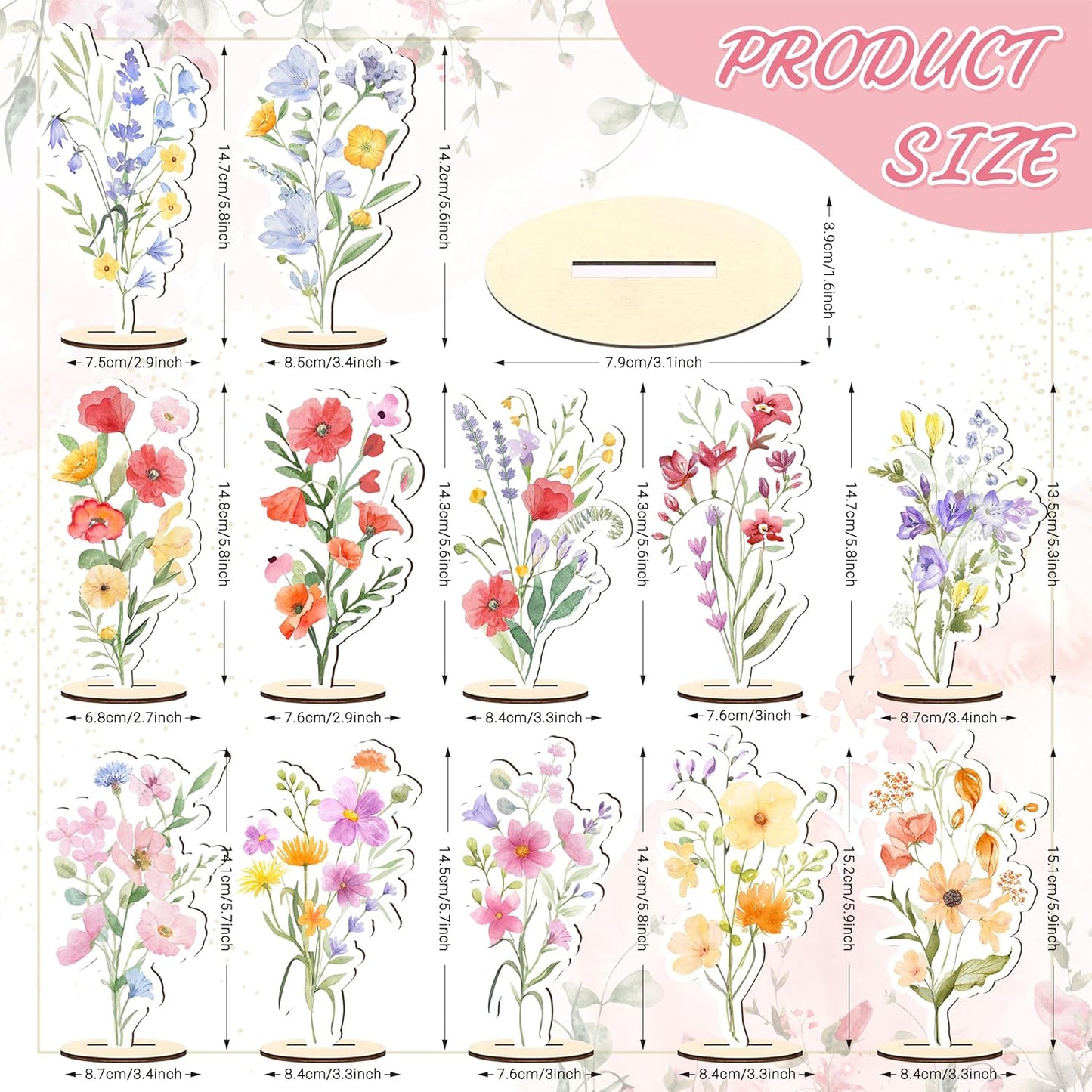 Thuvin Wooden Wildflower Party Centerpieces, 12 pc