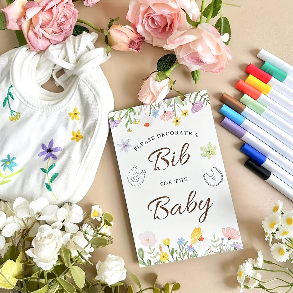 Baby shower bib decorating activity kit
